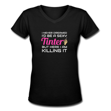 Load image into Gallery viewer, Women's V-Neck T-Shirt - black