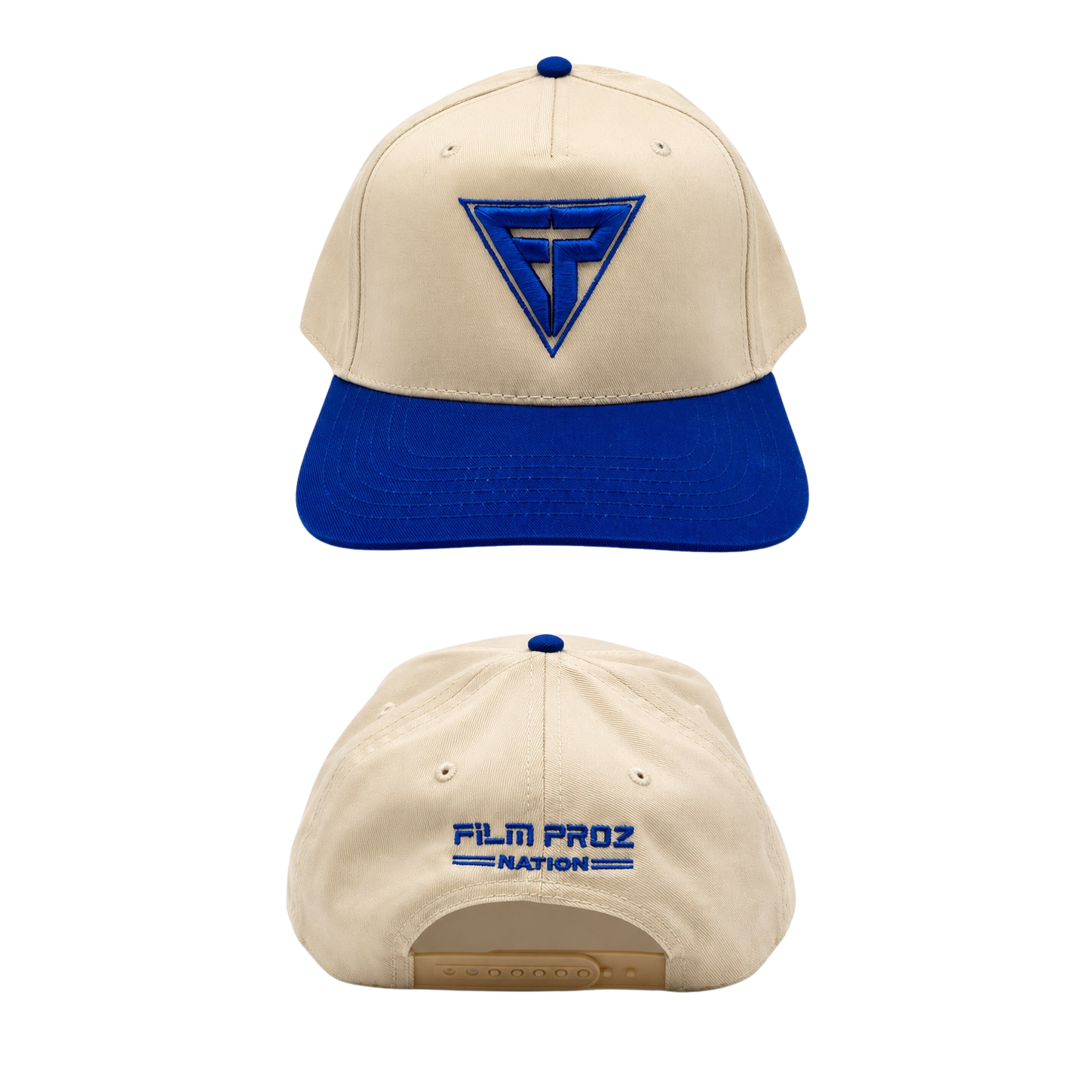 Hat. FP Logo Blue. Cream. Blue.
