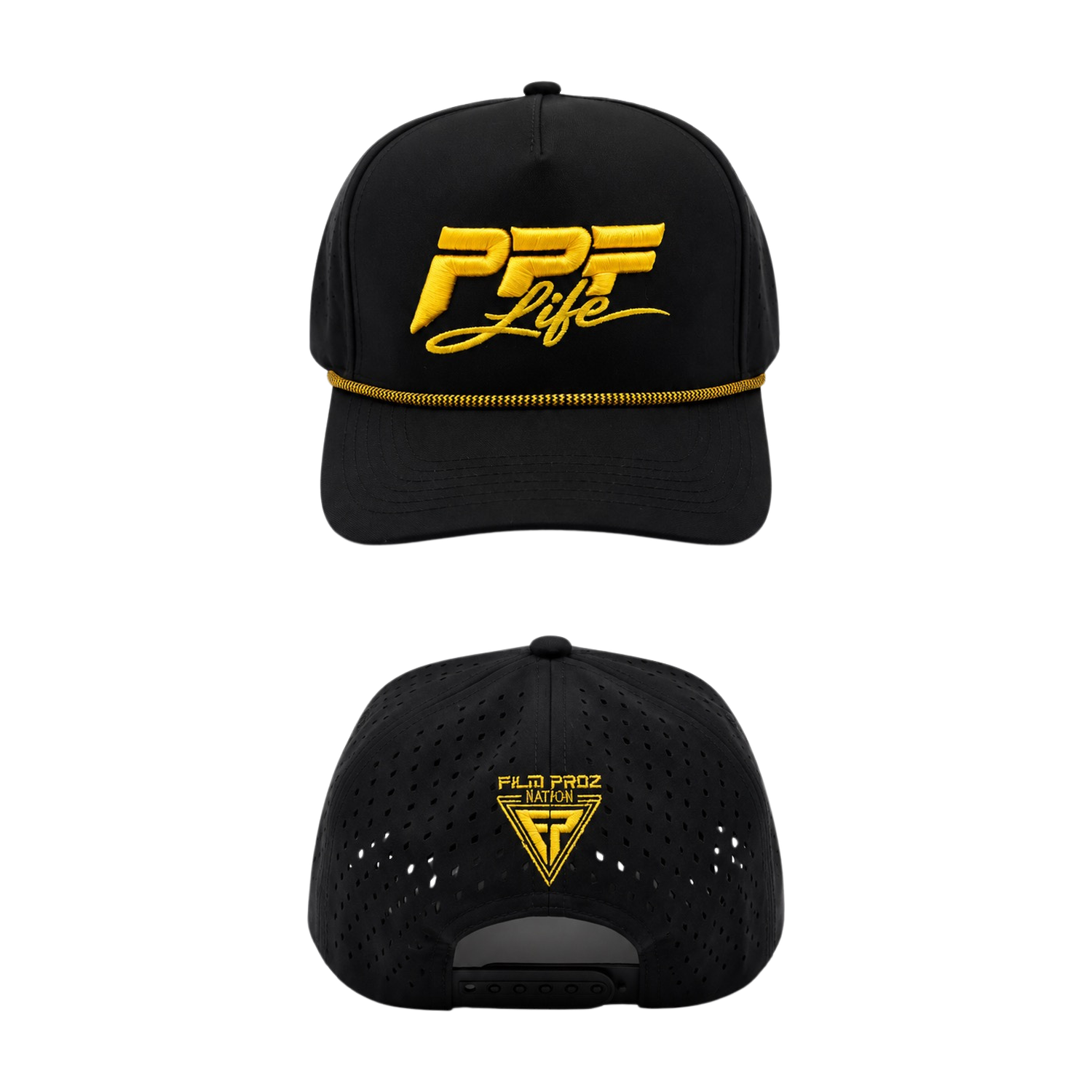 Hat. PPF Life Logo Yellow. Black. Black.