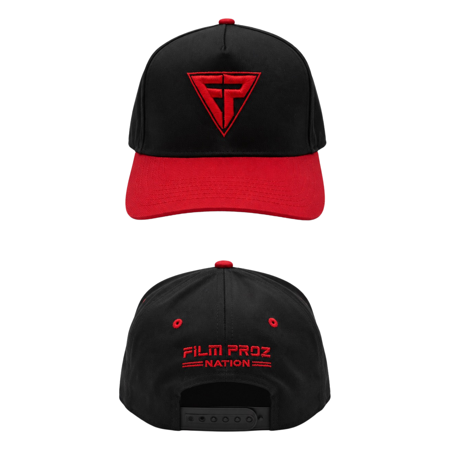 Hat. FP Logo Red. Black. Red.