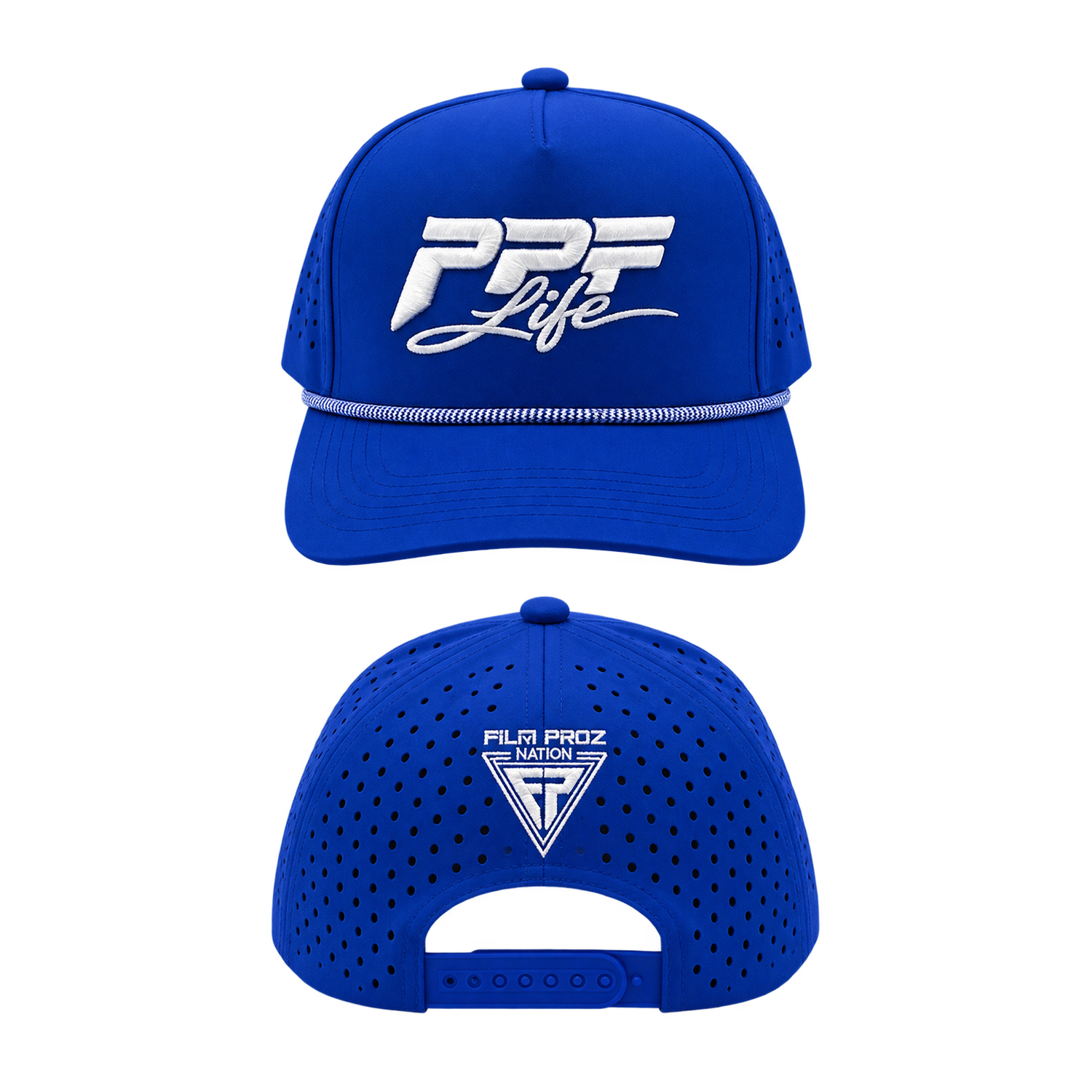 Hat. PPF Life Logo White. Blue. Blue.