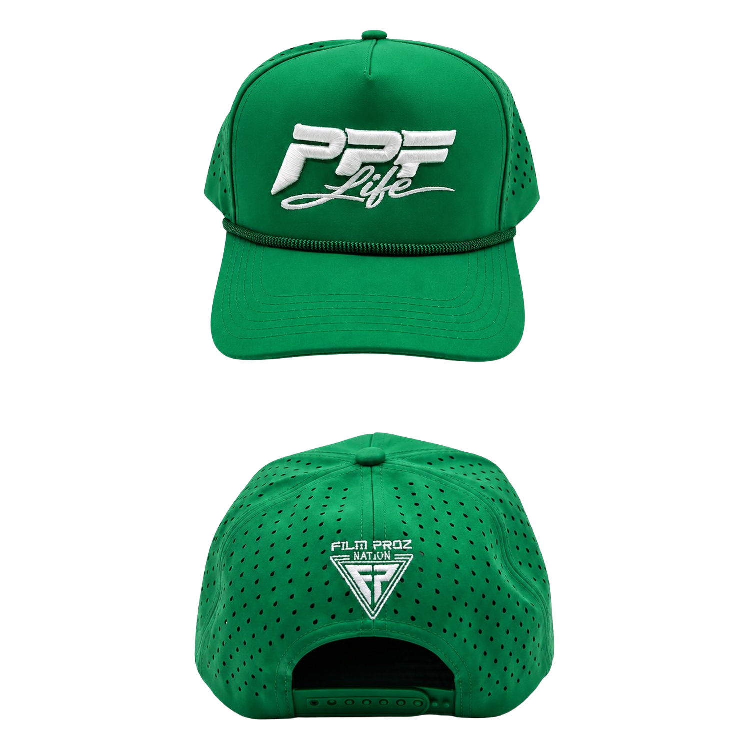 Hat. PPF Life Logo White. Green. Green.