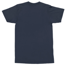 Load image into Gallery viewer, A plain navy blue short-sleeve t-shirt shown from the back, laid flat against a clean white background.
