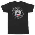 A black short-sleeve t-shirt shown from the back, featuring a circular white graphic with the text 'TEXAS TINTERS DO IT BETTER' and a central bottle design filled with a Texas flag motif.