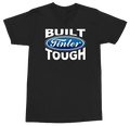 A black short-sleeve crewneck t-shirt featuring a graphic print on the chest that reads 'BUILT TINTER TOUGH' with the blue oval Ford logo in the center.