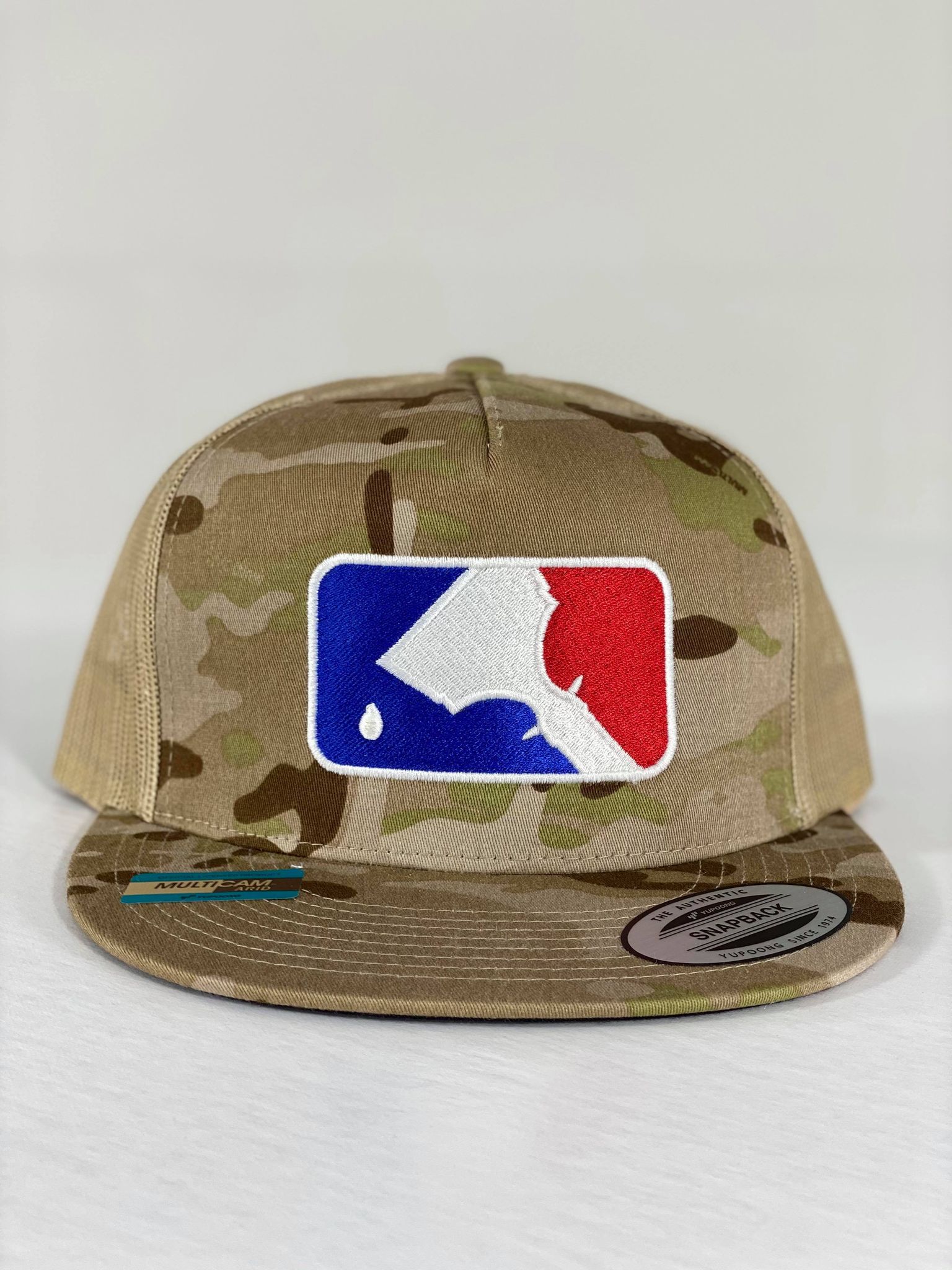 Flat Bill | MLT Squeegee Logo | Desert Camo Bill & Crown w/ Brown Mesh