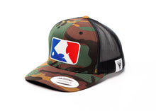 Load image into Gallery viewer, Curved Bill | MLT Squeegee Logo | Green Camo Bill &amp; Crown w/ Black Mesh
