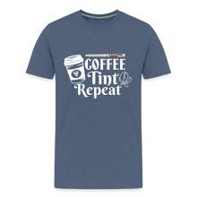 Load image into Gallery viewer, COFFEE TINT REPEAT T-SHIRT - heather blue
