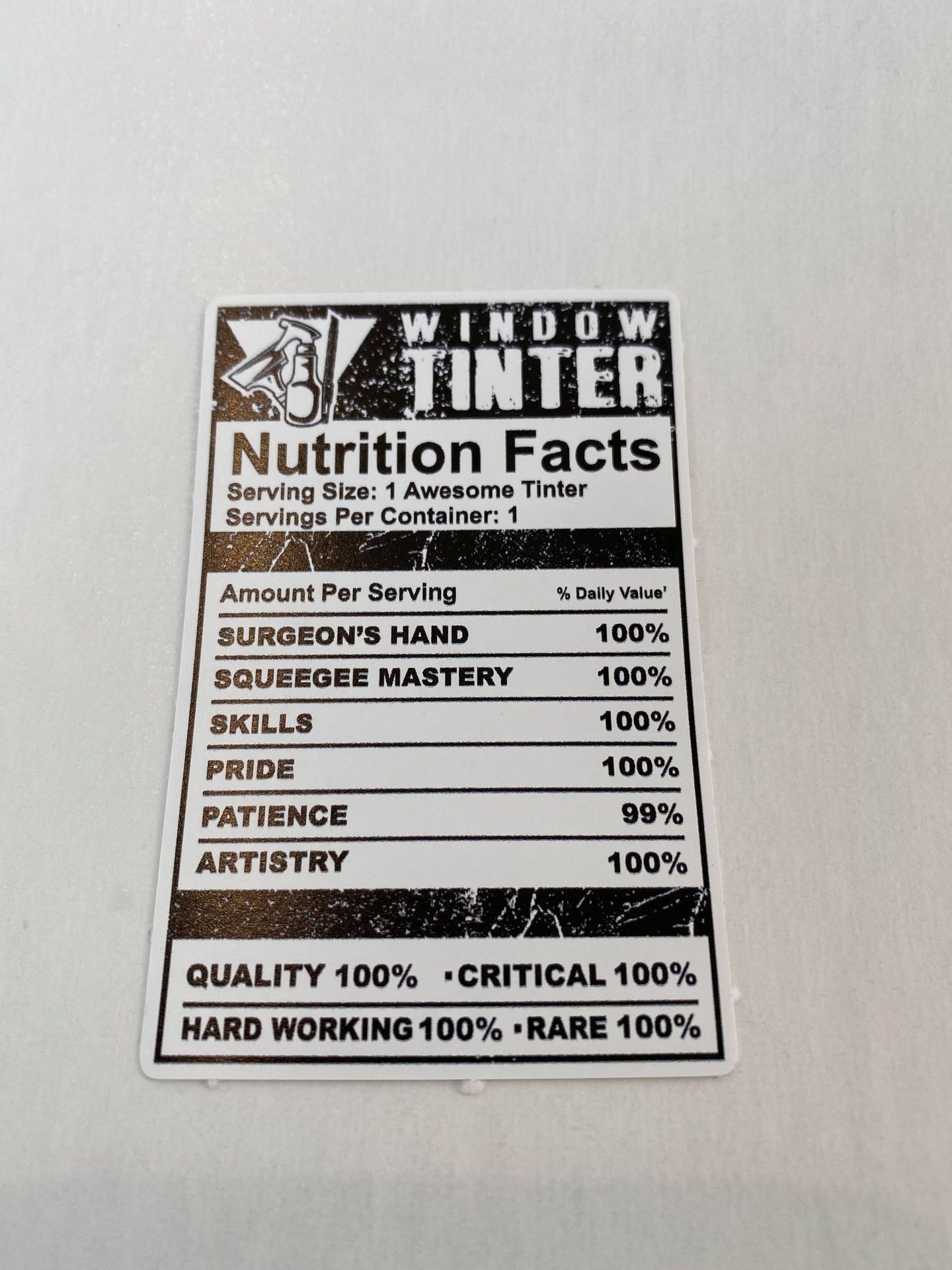 Sticker | Tinter Nutrition Facts